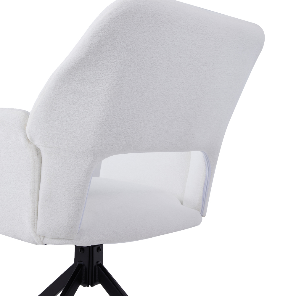 Living and Home White Teddy Fleece Upholstered Swivel Chair Image 4