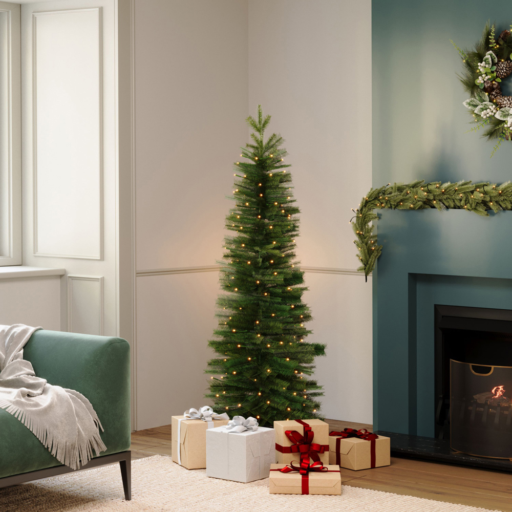 Charles Bentley Pre-Lit Faux Pencil Christmas Tree 6ft Image 5