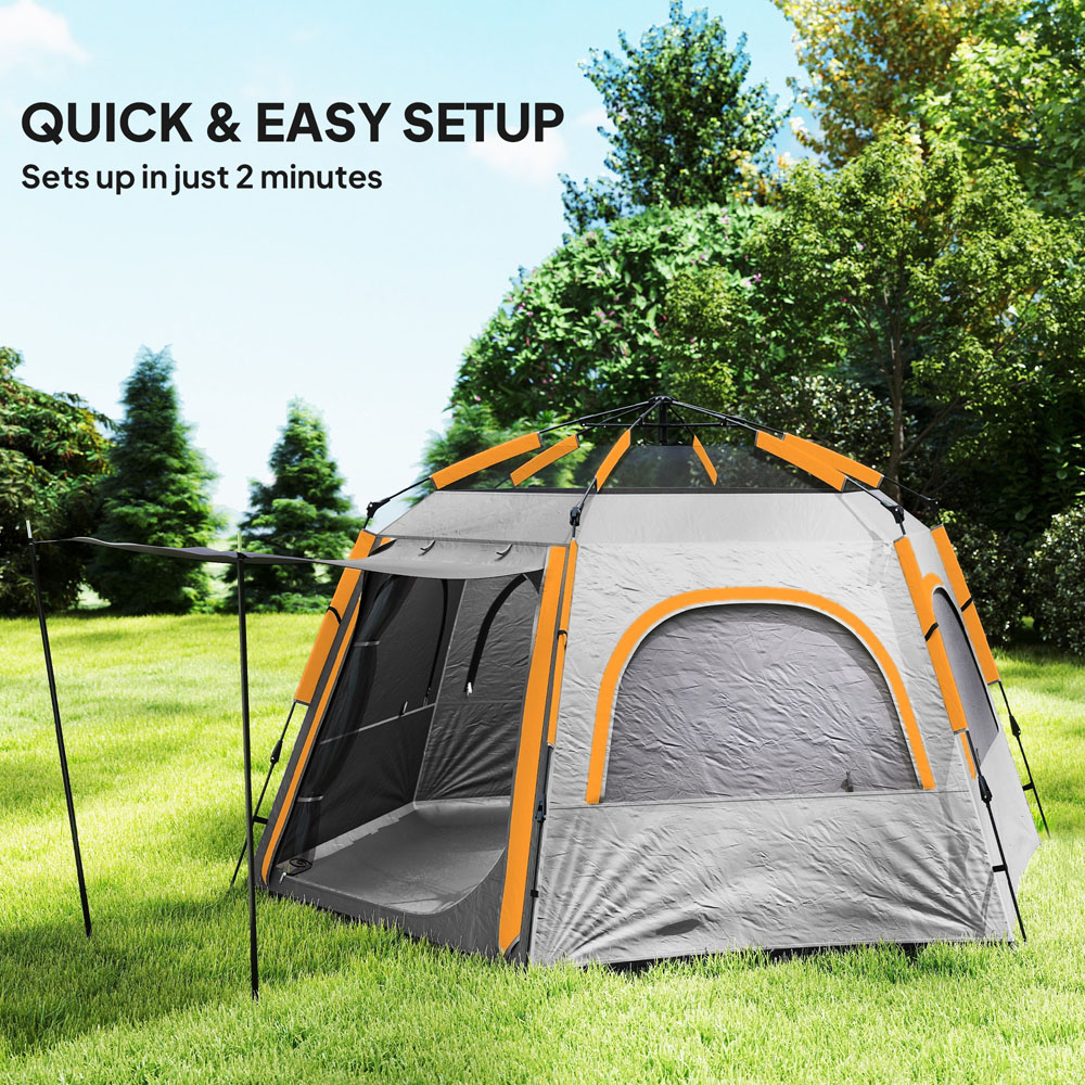 Outsunny 4 Person Instant Easy Setup Dome Camping Tent Light Grey Image 4