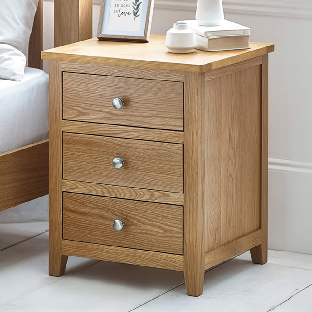 Julian Bowen Mallory 3 Drawer Bedside Table Image 1
