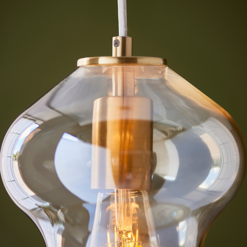 Merano Lecce Satin Brass Plate Champagne Glass Dome Pendant Ceiling Light Image 6