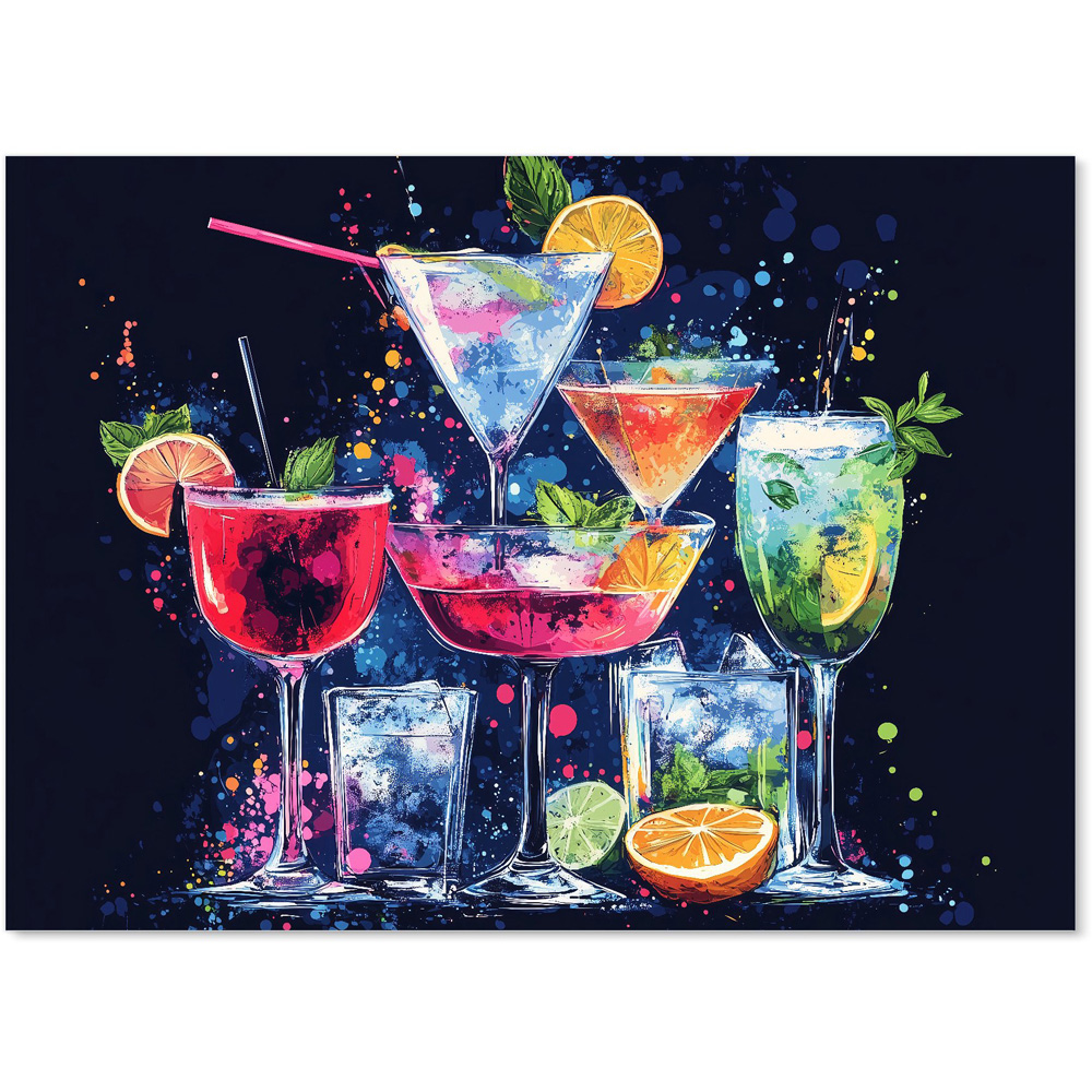 Warren Reed Designer Nighttime Cocktail Splash Glass Kitchen Splashback 65 x 90cm Image 2