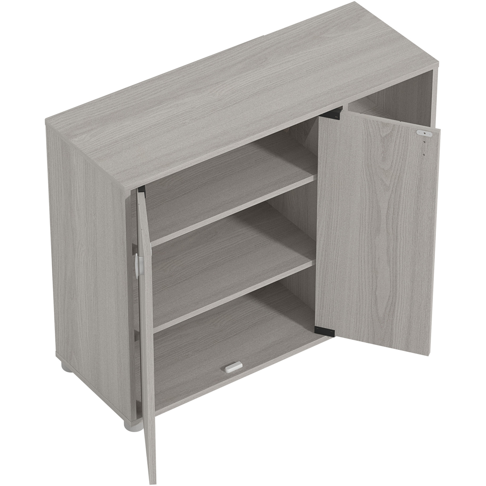 GFW Bideford Grey Oak Shoe Cabinet with Open Storage Image 5