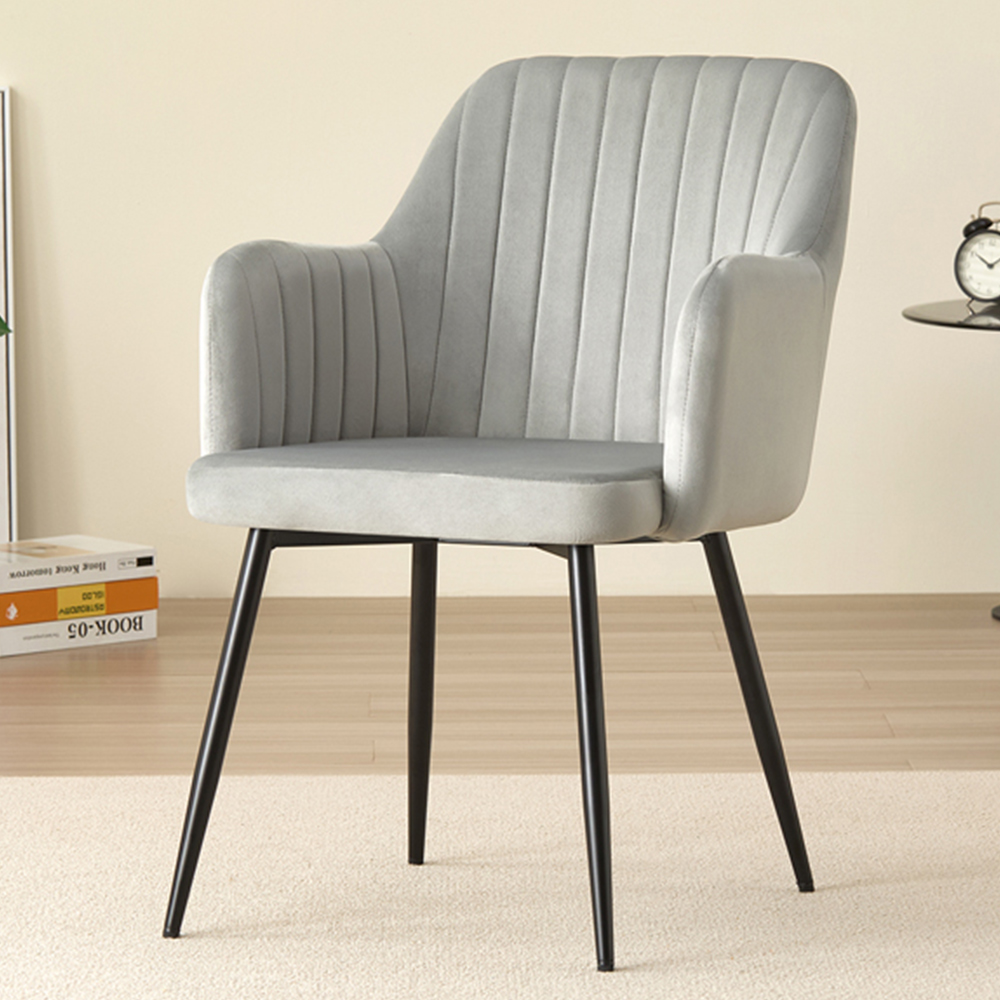 Indoor Living Charlotte Set of 2 Grey Velvet Dining Chair Image 1