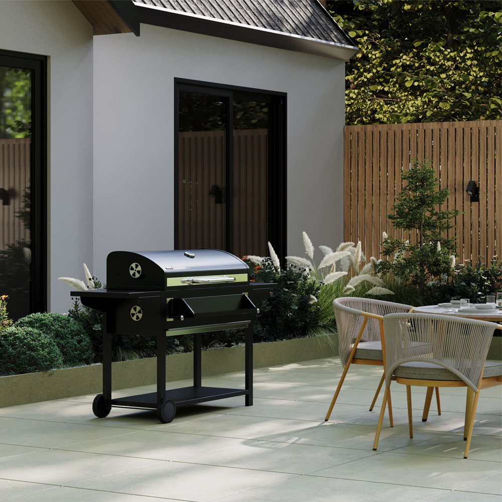 Charles Bentley Ottimo 635 Charcoal BBQ with Side Shelves and Adjustable Grill Height Image 2