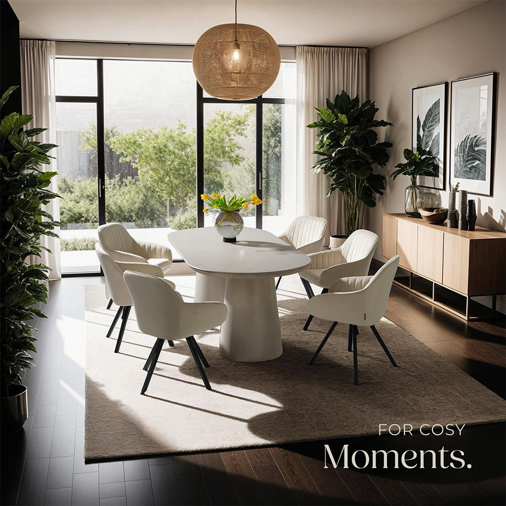 tectake Set of 4 Cream Velvet Lounge Armchair Image 4