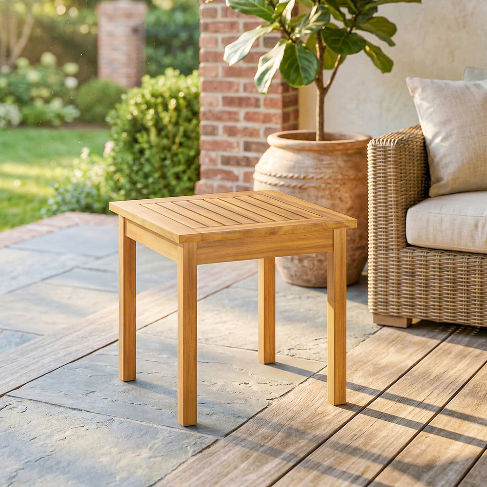 Outsunny Natural Wood Square Outdoor Coffee Table Image 2