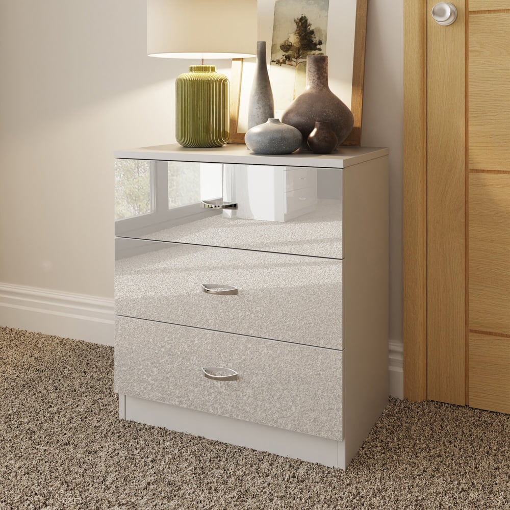 FWStyle Chilton 3 Drawer White Gloss Chest of Drawers Image 5