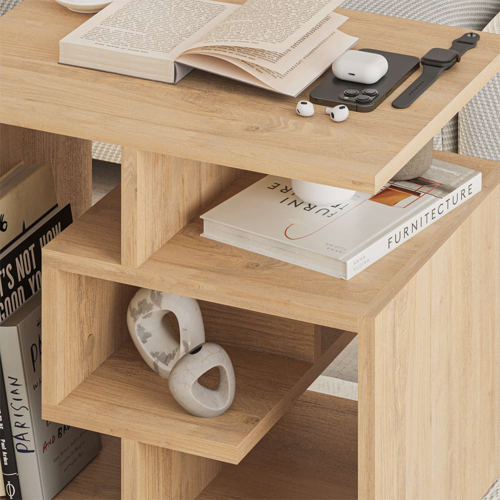 Decortie Labirent 4 Tier Oak Multipurpose Coffee Table Image 3