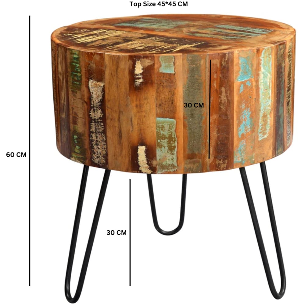 Brooklyn Camea Wooden Drum Side Table Image 5