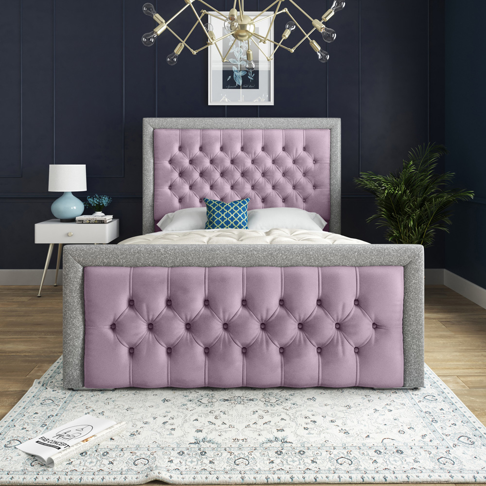 DS Living Cheltenham King Size Glitter and Pink Velvet Bed Frame Image 3