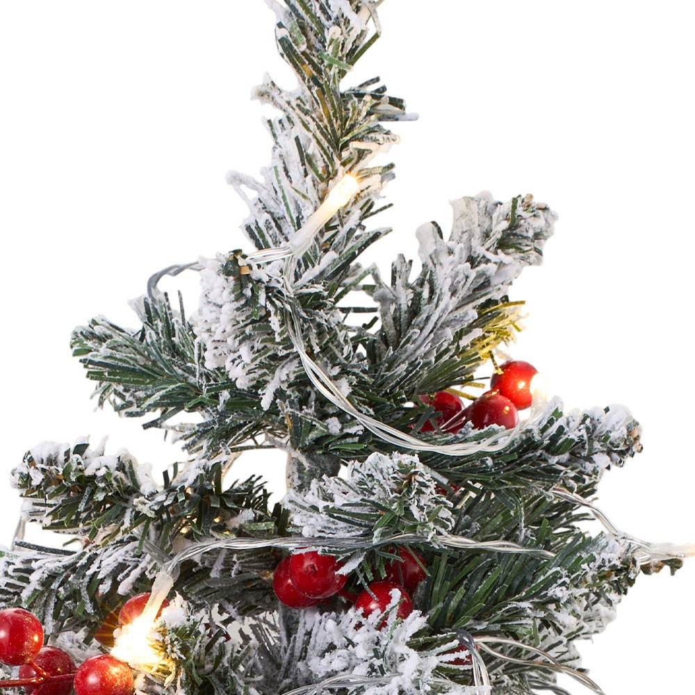 Living and Home Snow-Frosted Tabletop Artificial Christmas Tree 1.8ft with String Light Image 4