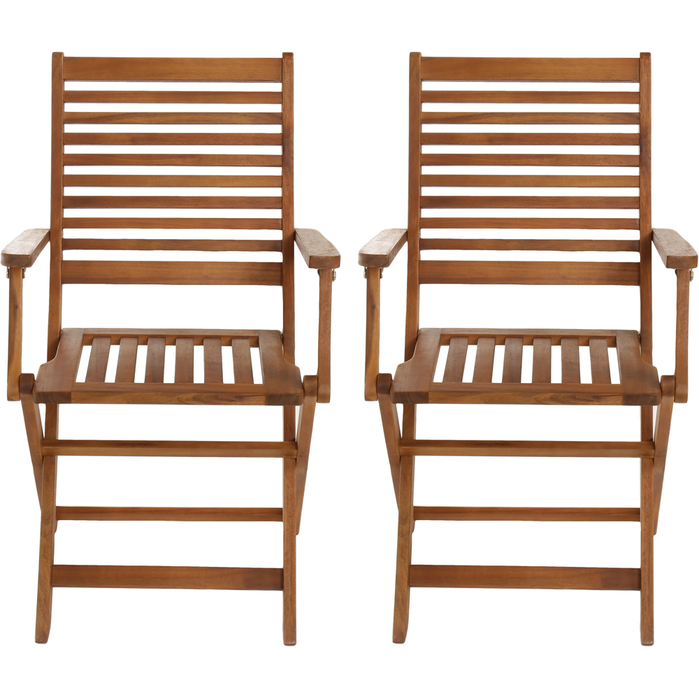 Charles Bentley Set of 2 Acacia Foldable Patio Armchair Image 3