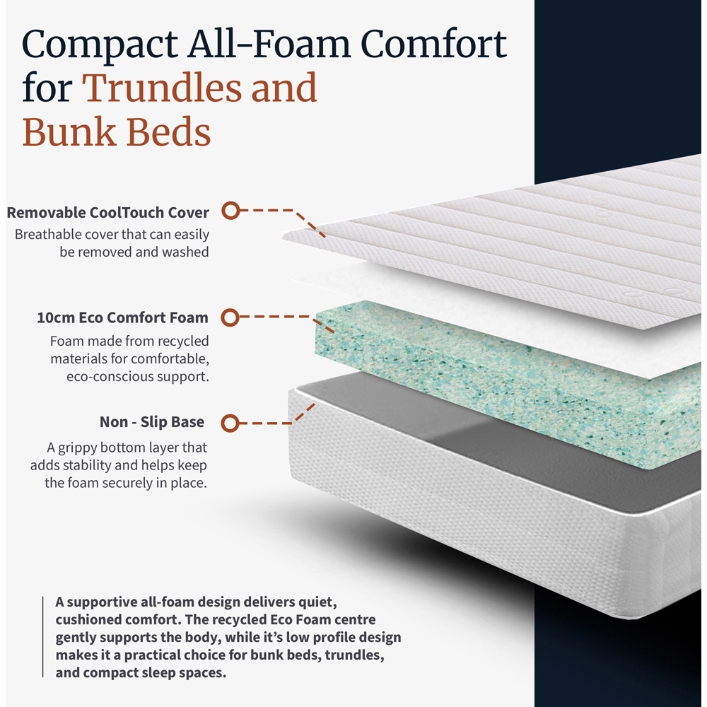 Visco Therapy Thrive Kids King Size Trundle Eco Comfort Foam Mattress Image 8