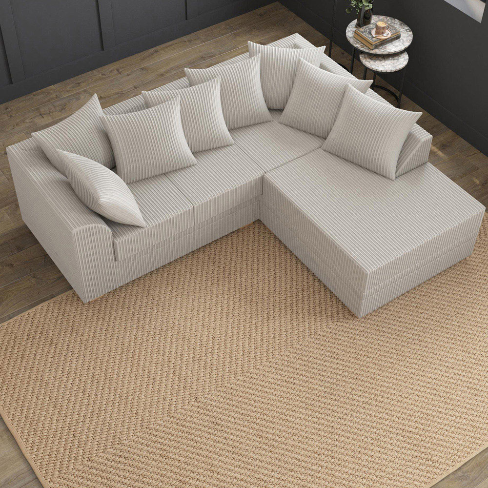 Modo 3 Seater Stone Jumbo Cord Right Hand Scatter Back L-Shape Corner Sofa Image 7