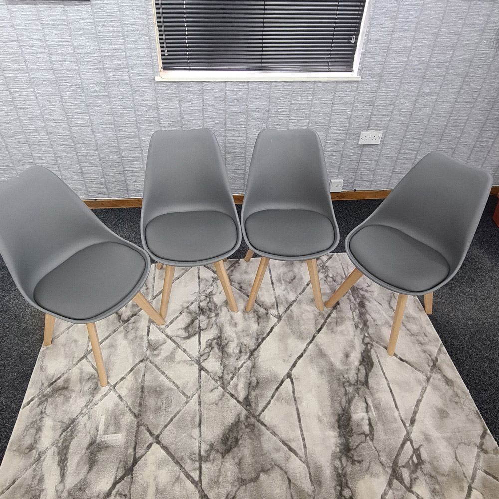 Denver Set of 4 Grey Leather Dining Chairs Image 6