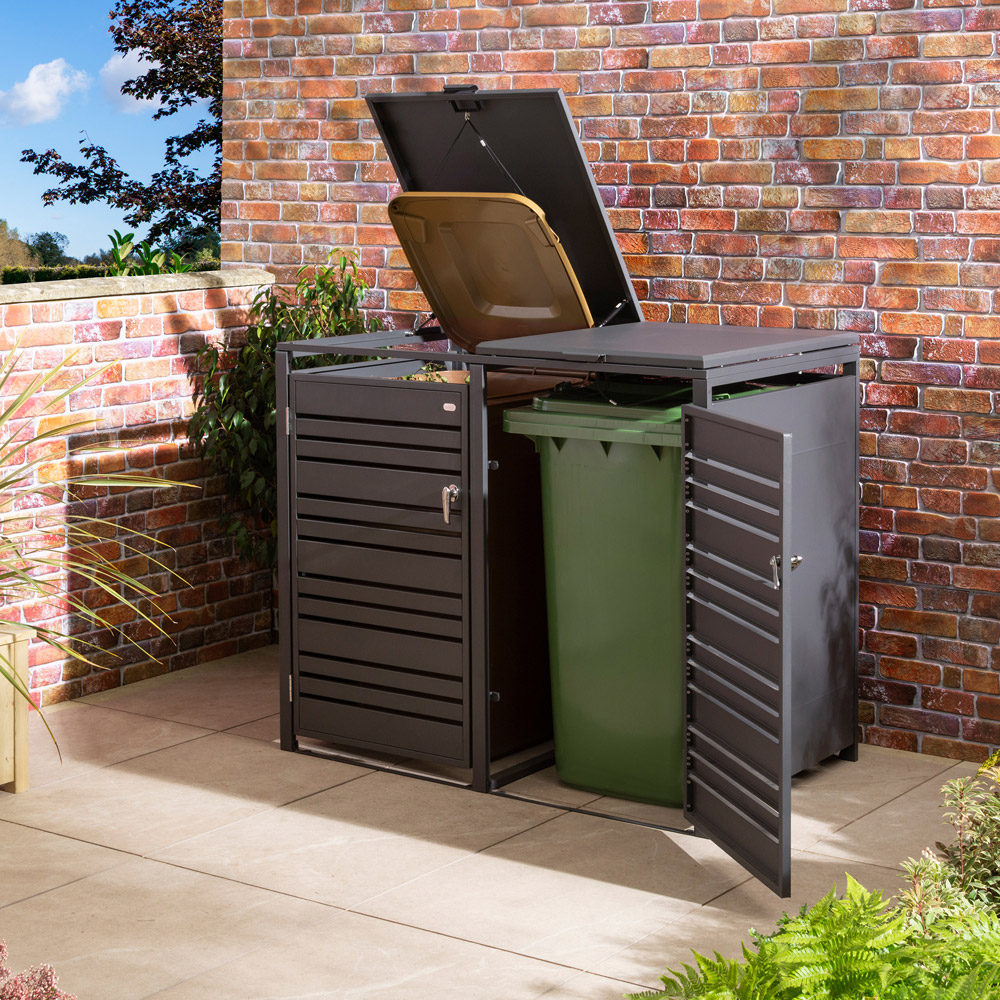 Rowlinson Chelsea Anthracite 2 Wheelie Bin Store Image 2