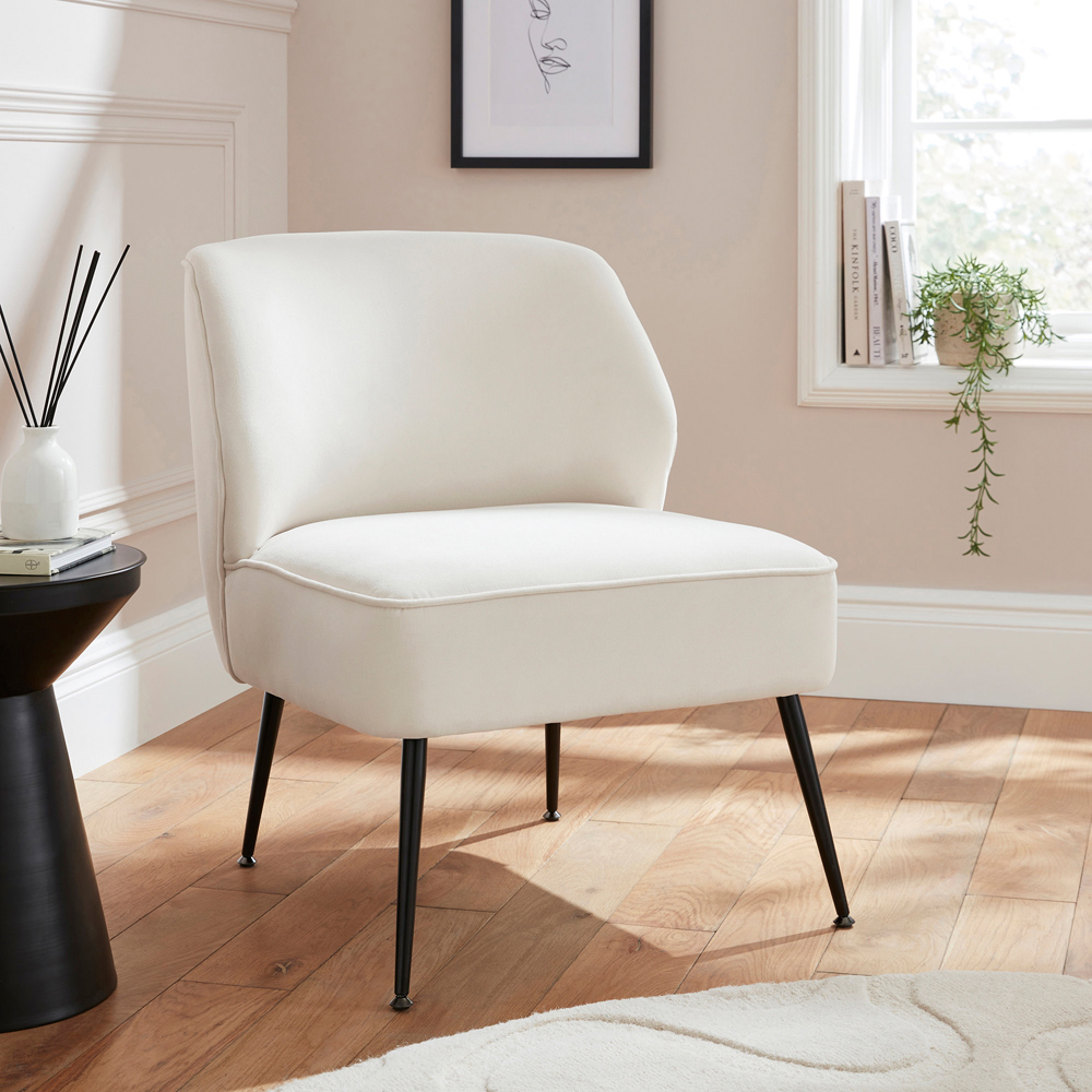 GFW Ava Natural Soft Velvet Accent Chair Image 6