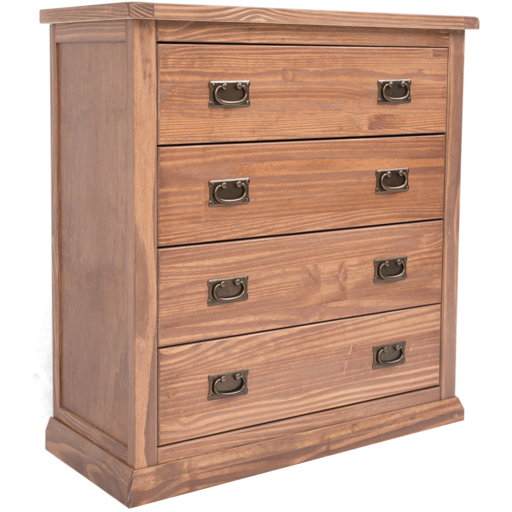 Tirolo 4 Drawer Light Brown Chest of Drawers with Brass Drop Handles Image 2