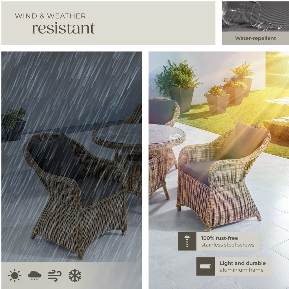 tectake Zurich 3 Seater Poly Rattan Garden Bar Dining Table Nature Image 7
