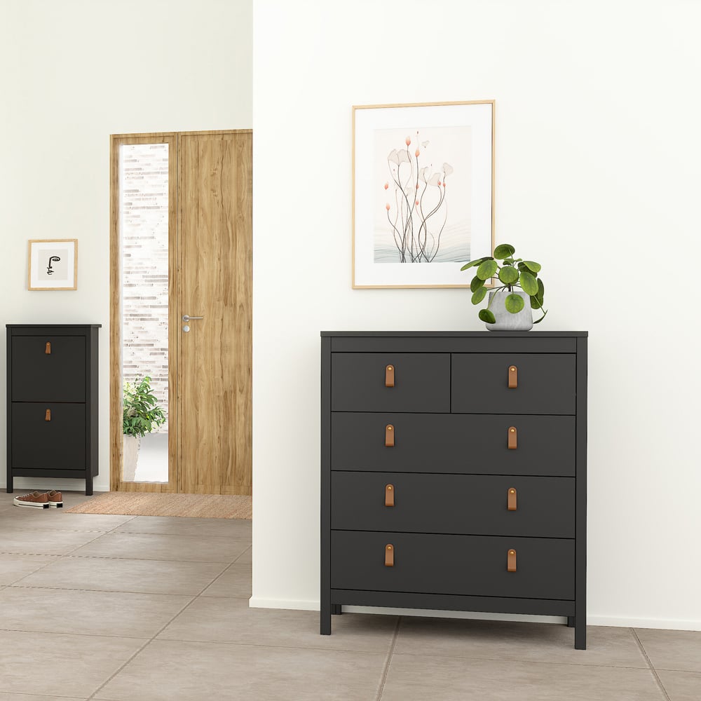 Florence Barcelona 5 Drawer Matt Black Chest of Drawers Image 5