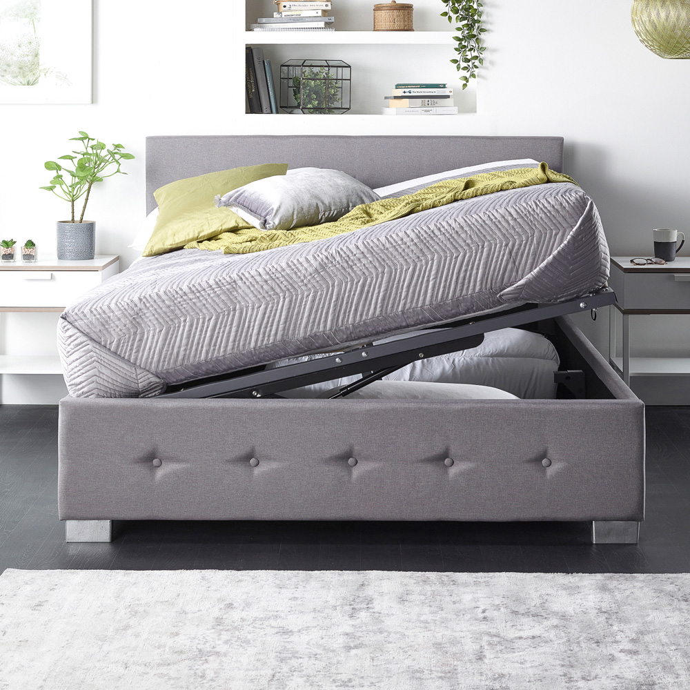 Aspire Super King Size Grey Linen Side Opening Ottoman Storage Image 4