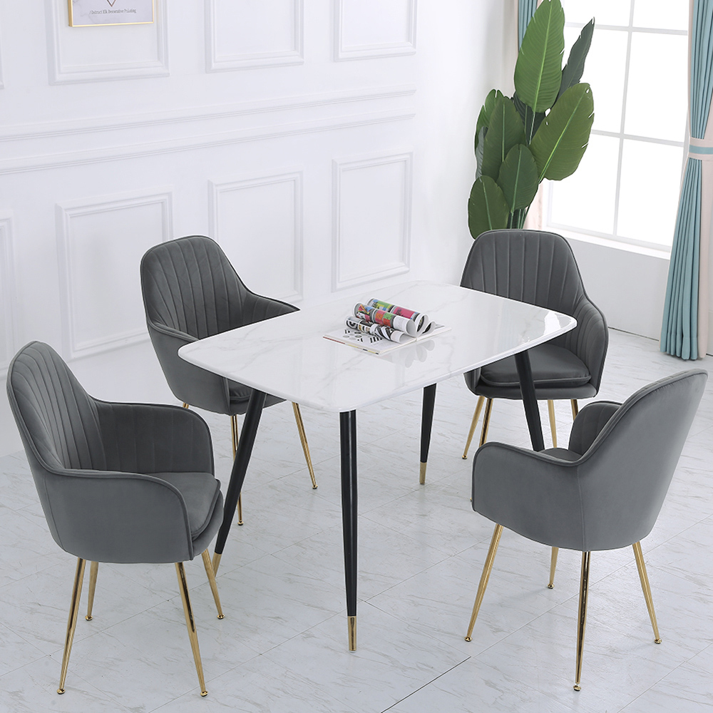 Living and Home Set of 2 Grey Modern Velvet Upholstered Dining Chair Image 8