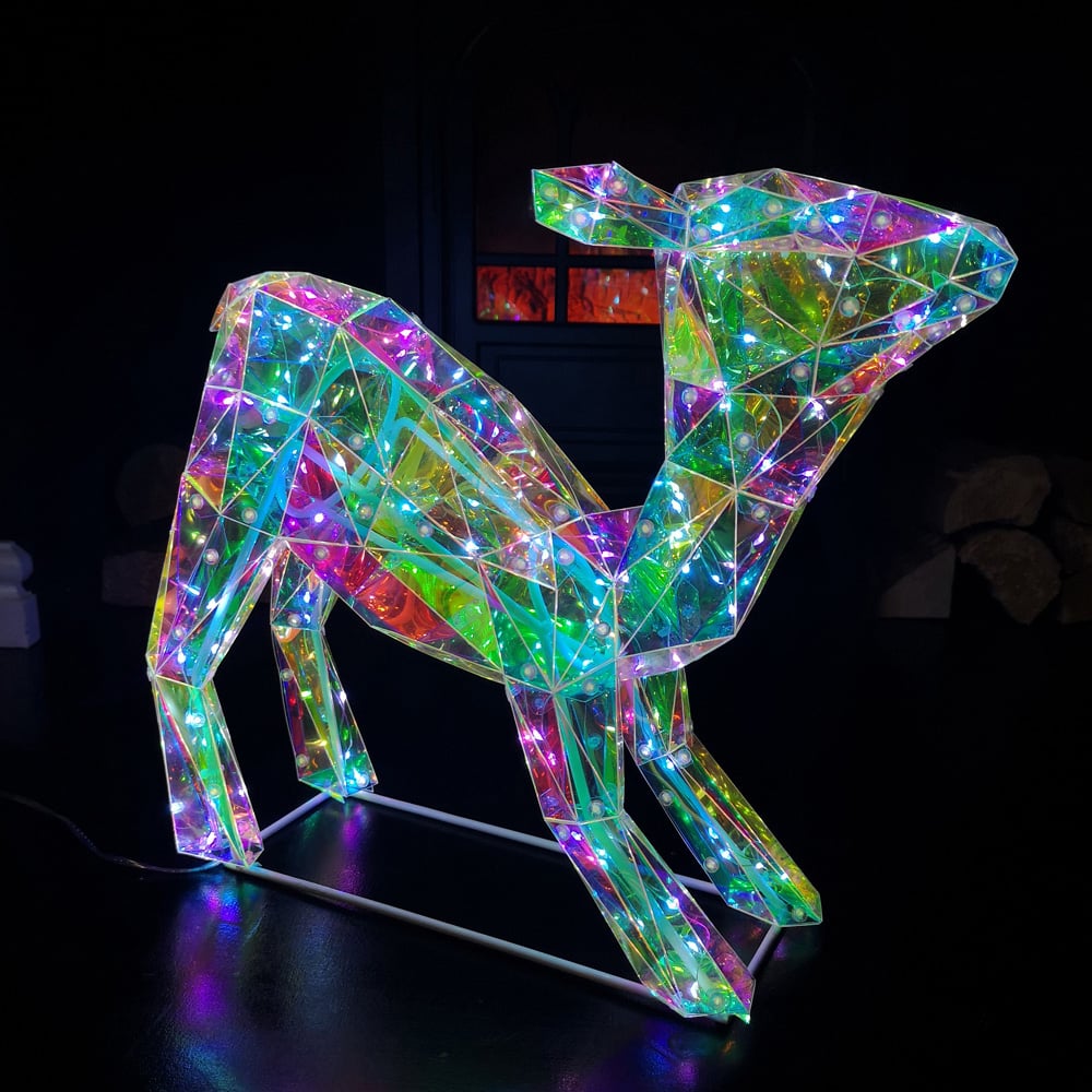 Samuel Alexander 100 White LED Standing Iridescent Fawn Christmas Decoration 40cm Image 7