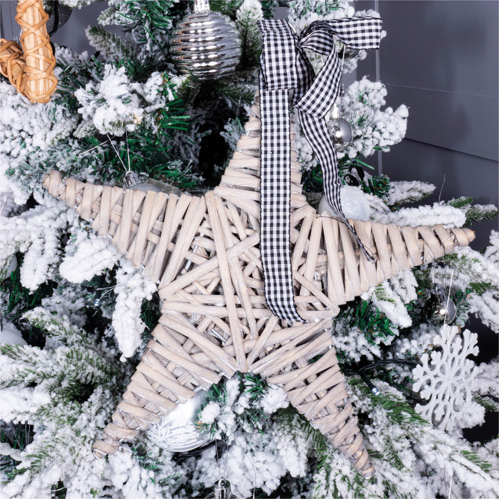 St Helens Light Grey Wicker Woven Willow Star Christmas Decoration Image 3
