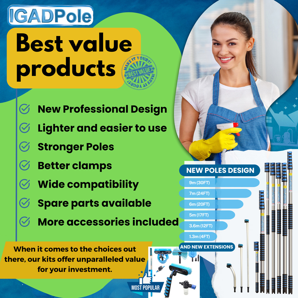 IGAD Pole Extension Pole Dusting Set with Squeegee and 3 Attachments 6m Image 9