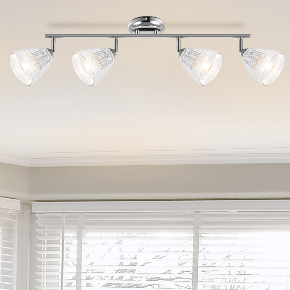 Cosylyte Athella Bathroom 4 Light Modern Ribbed Glass Spotlight Image 2