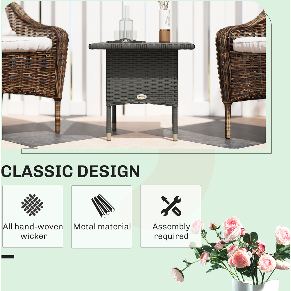 Outsunny Grey Rattan Outdoor Coffee Table Image 8