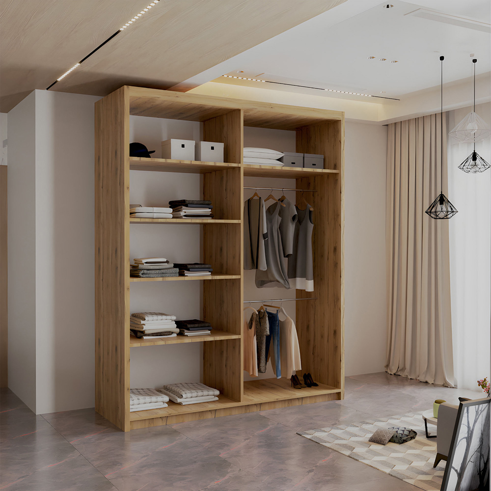 Sliding Wardrobes 4U Royal 2 Door Oak Minimalist Mirror Wardrobe Image 3