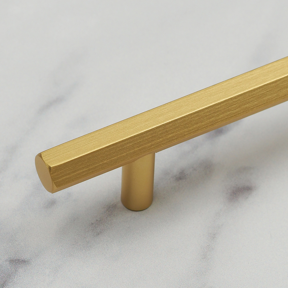 Handle & Home Brushed Brass Hexagon T-Bar Handle 320mm Image 5