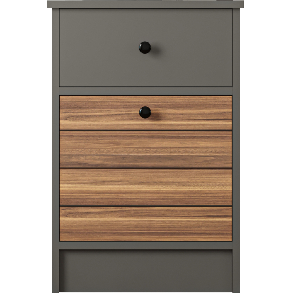 Evu MILANO Single Door Single Drawer Walnut and Anthracite Bedside Table Image 3