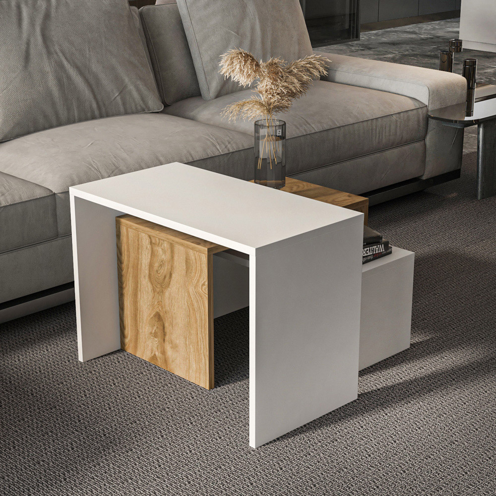Decorotika Andro White Oud Nest of Tables Set of 3 Image 4