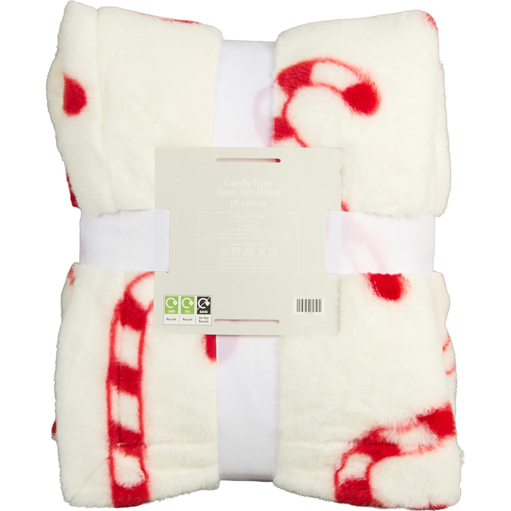 Candy Cane Faux Fur Throw Image 3