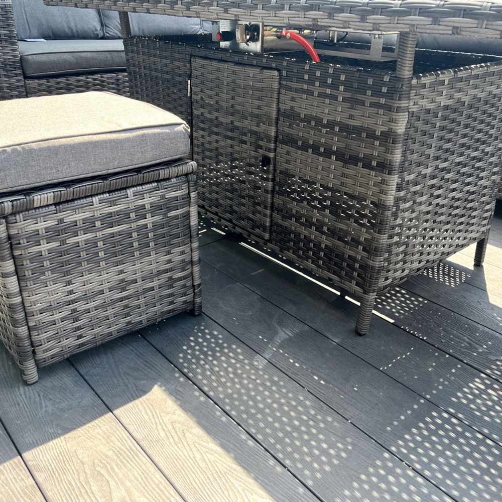 Outdoor Living The Croft 8 Seater Dark Mixed Grey Corner Gas Firepit Dining Set Image 7