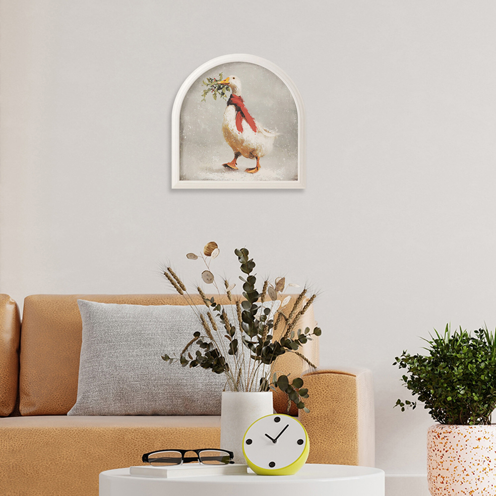 Mistletoe Duck Arched Framed Art Image 2