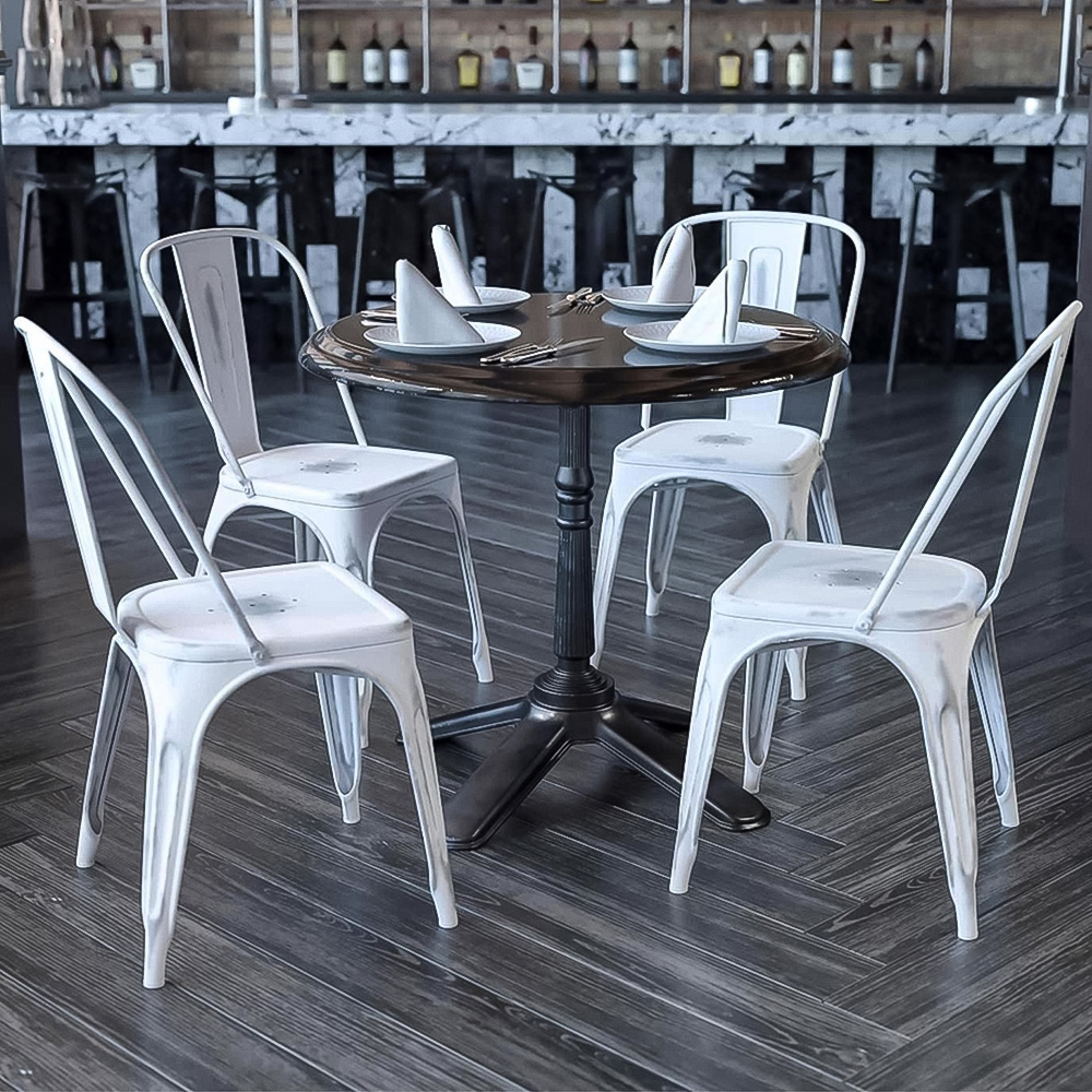 FWStyle Set of 4 White Assembled Steel Chairs Image 1