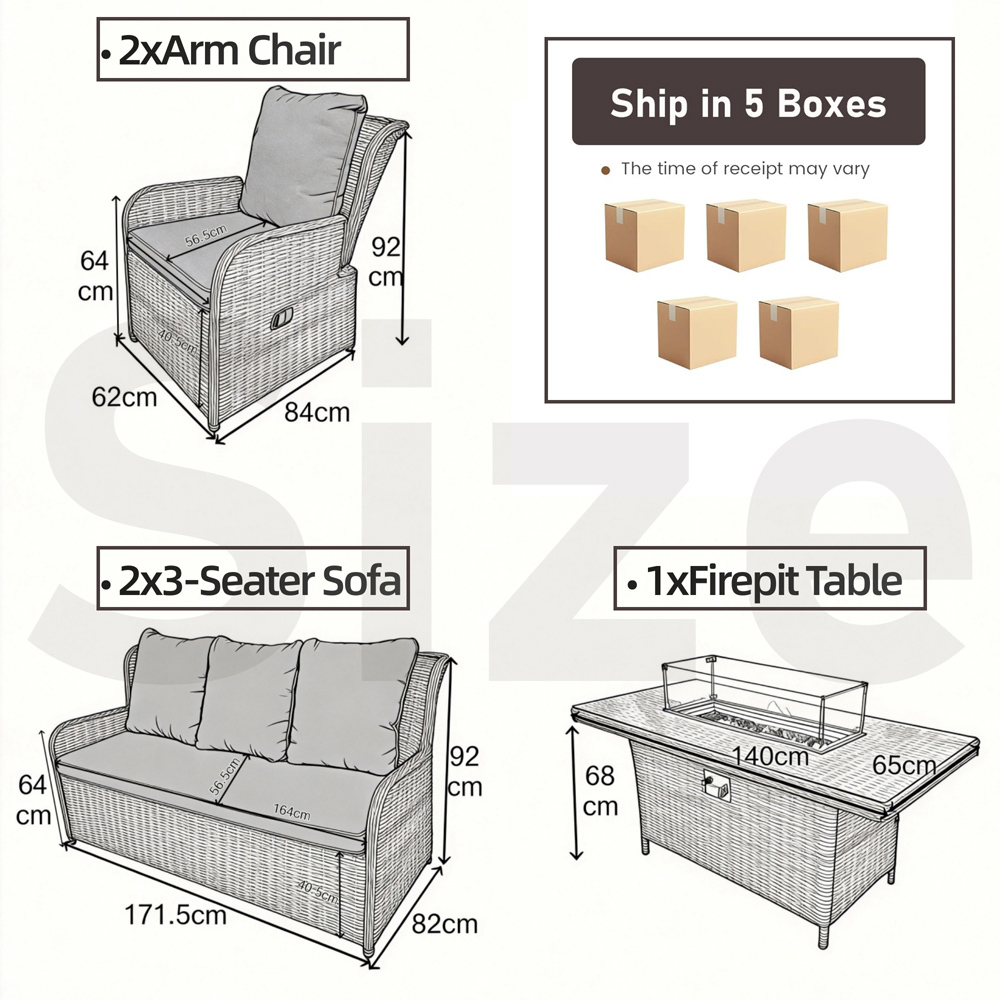 Furniture One 8 Seater Rattan Garden Furniture with Fire Pit Table Image 7