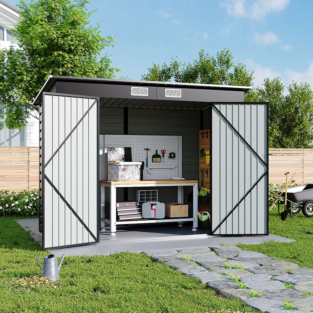 H&O Direct 8 x 4ft Black Metal Pent Garden Shed Image 2