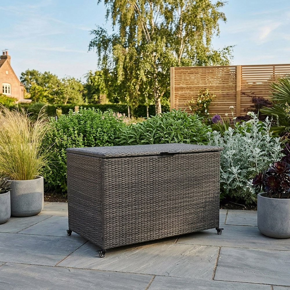 Royalcraft 510L Charcoal Rattan Weave Cushion Storage Box Image 2