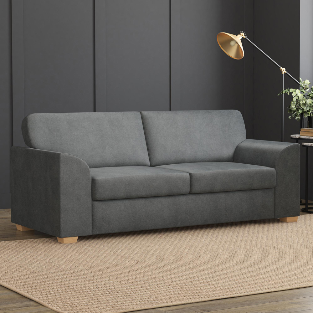 Modo 5 Seater Steel Plush Velvet Fixed Back Sofa Set Image 5