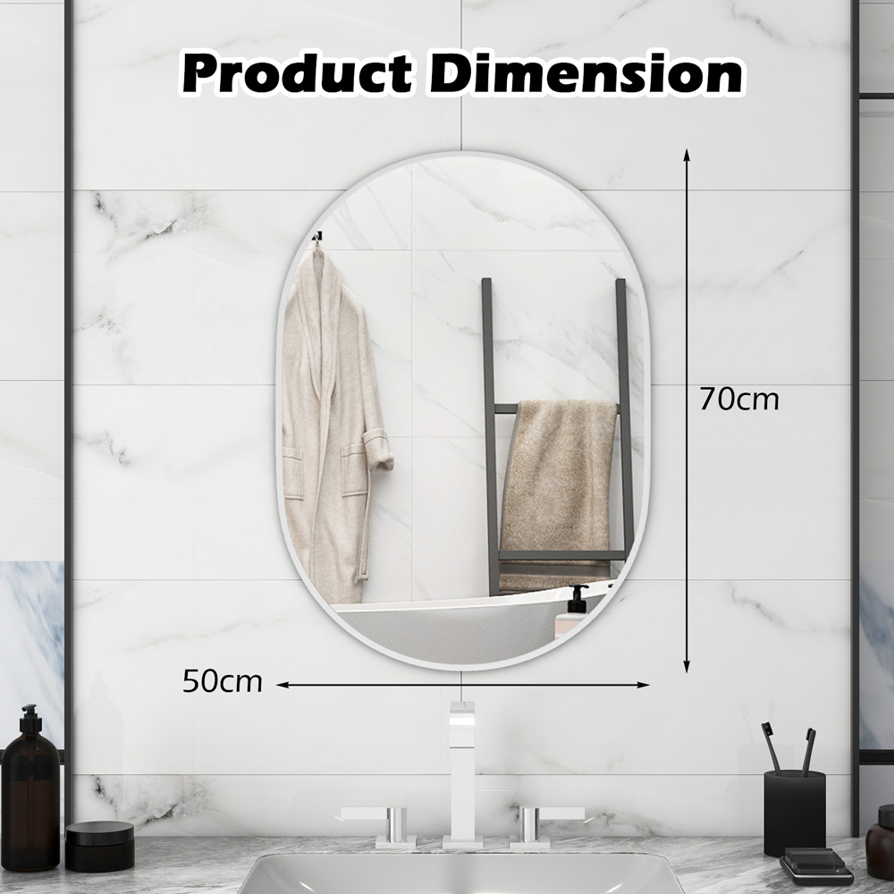 Costway Runway Oval Bathroom Mirror with Shatter Proof Film 70 x 50cm Image 9