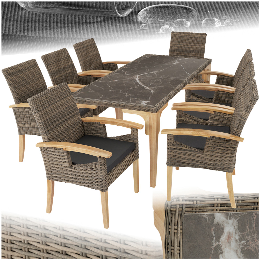 tectake Rosarno Foggia 8 Seater Garden Dining Table Nature Image 2