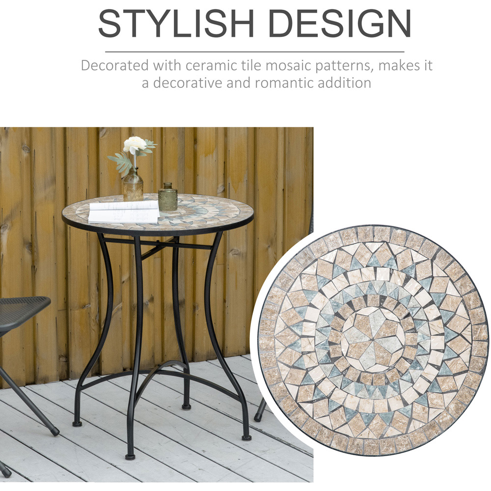 Outsunny Mosaic Round Bistro Table Green Image 4