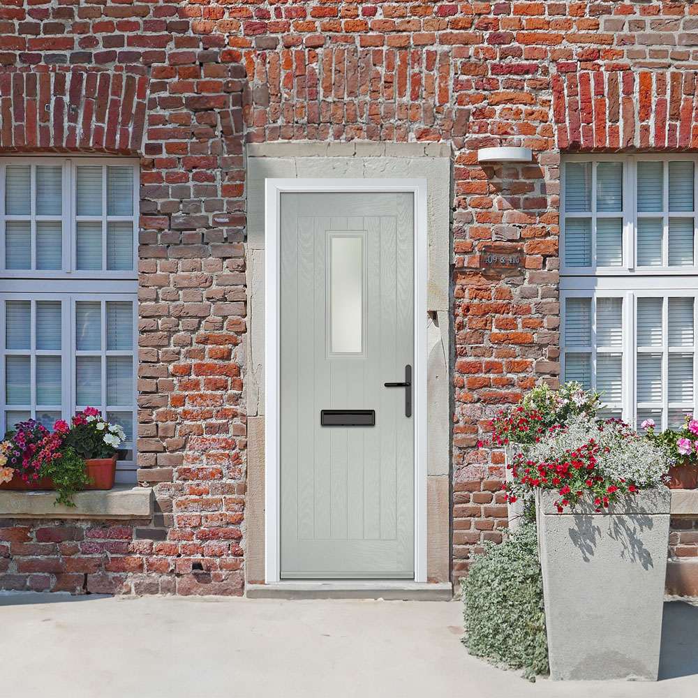 Crystal-Direct Sunningdale Agate Grey GRP Clear Glass Left Hand Open Front Door 2090 x 890mm Image 2