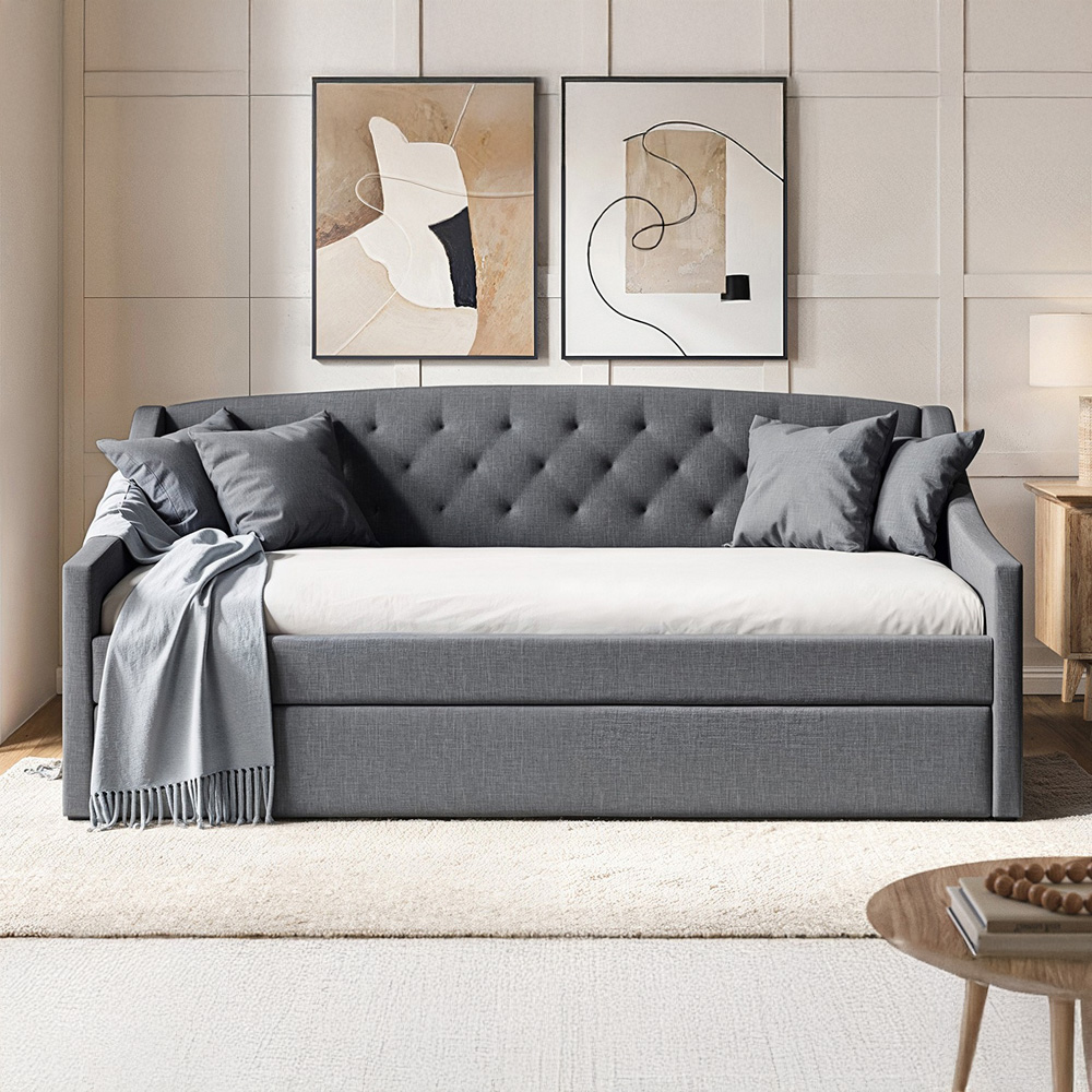 Flair Aurora Grey Fabric Daybed with Trundle Image 5