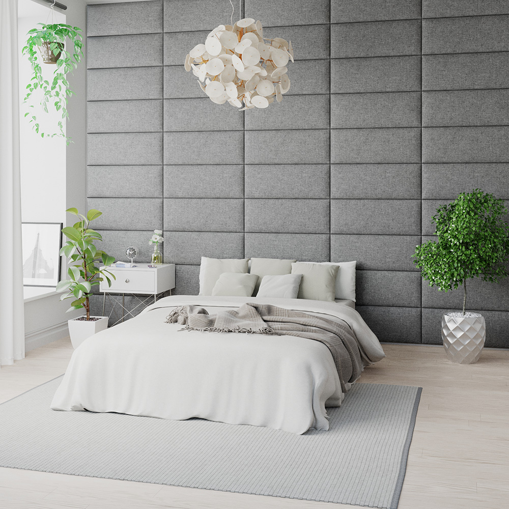 Aspire EasyMount Grey Saxon Twill Upholstered Wall Mounted Headboard Panels 8 Pack Image 2
